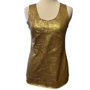 BCBG maxazria gold leaf sleeveless top with side panels, NWOT, XS